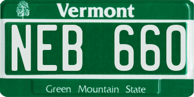 VT license plate NEB660