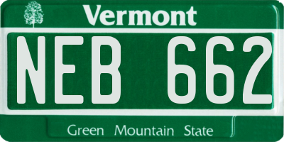 VT license plate NEB662