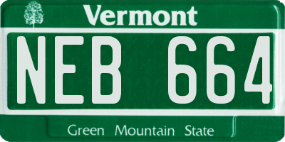 VT license plate NEB664