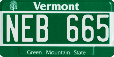 VT license plate NEB665