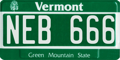 VT license plate NEB666