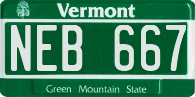 VT license plate NEB667