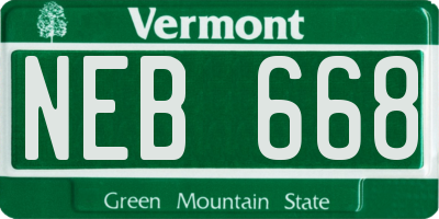 VT license plate NEB668