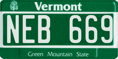 VT license plate NEB669