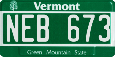 VT license plate NEB673