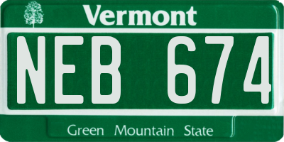 VT license plate NEB674