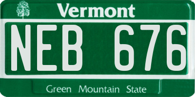 VT license plate NEB676