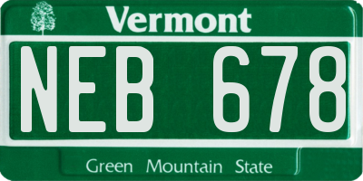 VT license plate NEB678