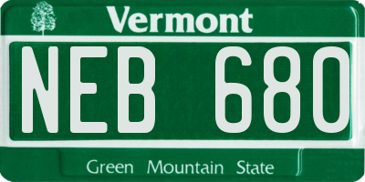 VT license plate NEB680