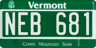 VT license plate NEB681