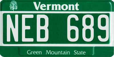 VT license plate NEB689