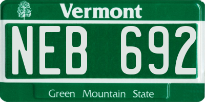 VT license plate NEB692