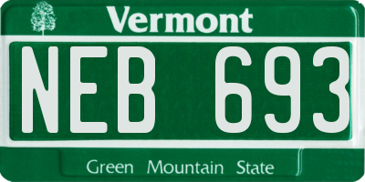 VT license plate NEB693