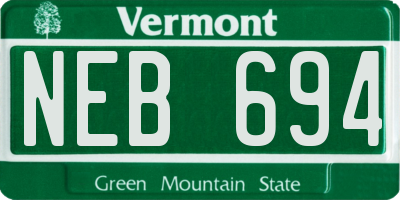 VT license plate NEB694
