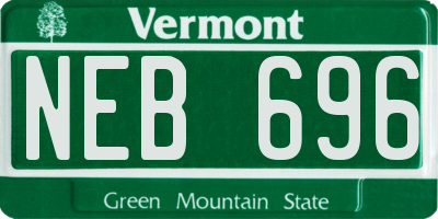 VT license plate NEB696