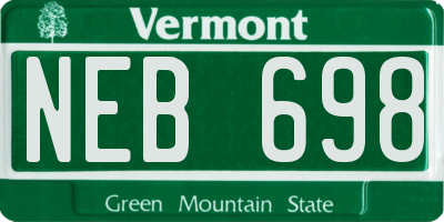 VT license plate NEB698