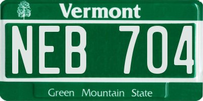 VT license plate NEB704