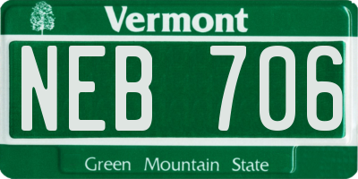 VT license plate NEB706