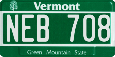 VT license plate NEB708