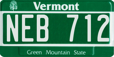 VT license plate NEB712