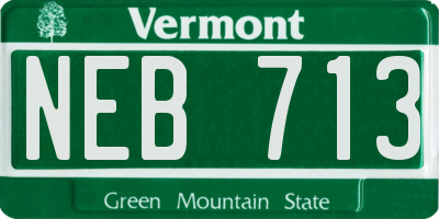 VT license plate NEB713