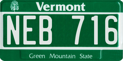 VT license plate NEB716