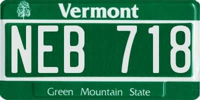 VT license plate NEB718