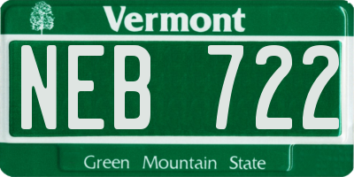 VT license plate NEB722