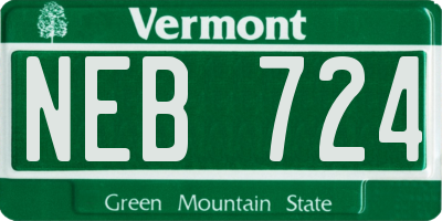VT license plate NEB724