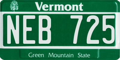 VT license plate NEB725