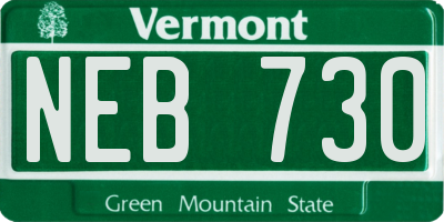 VT license plate NEB730