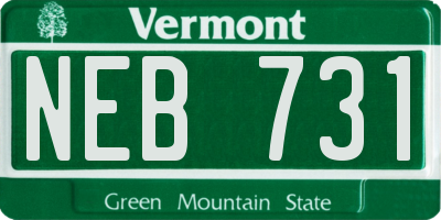VT license plate NEB731