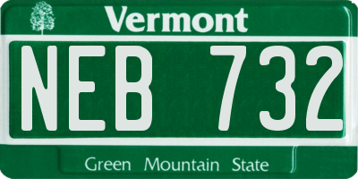 VT license plate NEB732
