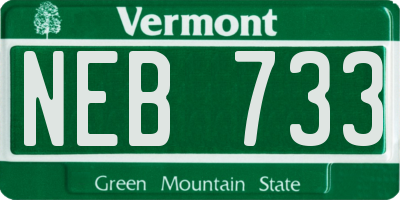 VT license plate NEB733