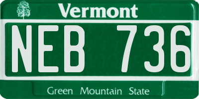 VT license plate NEB736