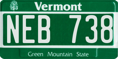 VT license plate NEB738