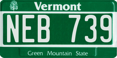 VT license plate NEB739