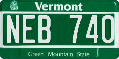 VT license plate NEB740