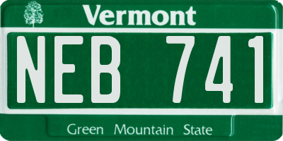 VT license plate NEB741