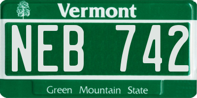 VT license plate NEB742
