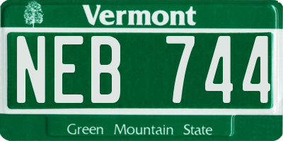 VT license plate NEB744