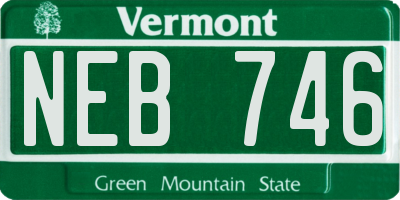 VT license plate NEB746