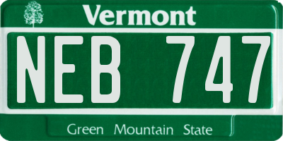 VT license plate NEB747