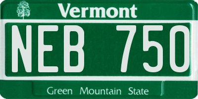 VT license plate NEB750