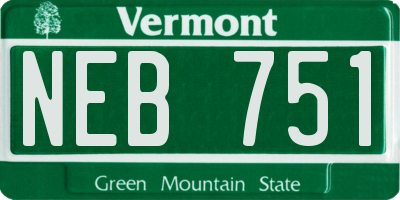 VT license plate NEB751