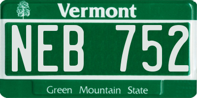VT license plate NEB752
