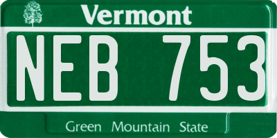 VT license plate NEB753