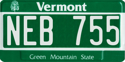 VT license plate NEB755