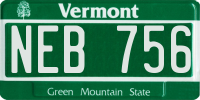 VT license plate NEB756