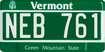 VT license plate NEB761